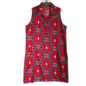 Escapada Mini Shirt Dress L Vibrant Multicolor Sleeveless Summer Beach